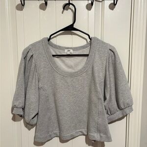 Gray Puff Sleeve Women's Cropped Top